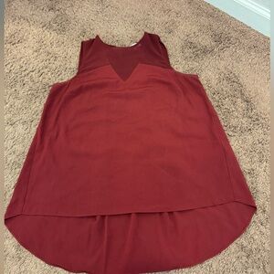 2 FOR $20 1.STATE Red Burgundy High Low Sleeveless Blouse Top Chiffon Size S